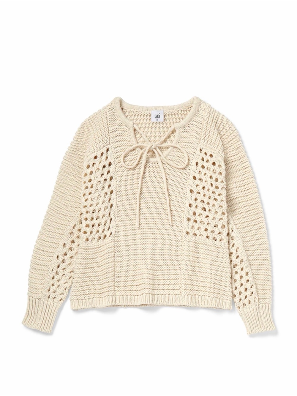 Cabi Sandbar Birch Lace-Up Open Knit Women's Sweater